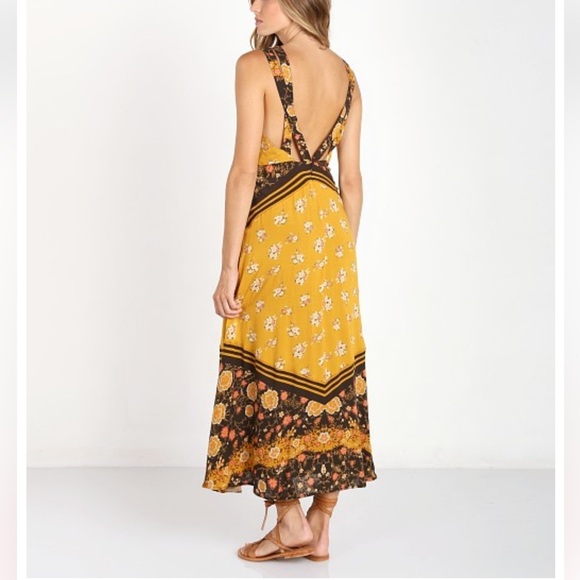 Free People 60's Sunrise Oblivion Keyhole Cut Out Dress Antique Gold size 8 - Picture 2 of 16